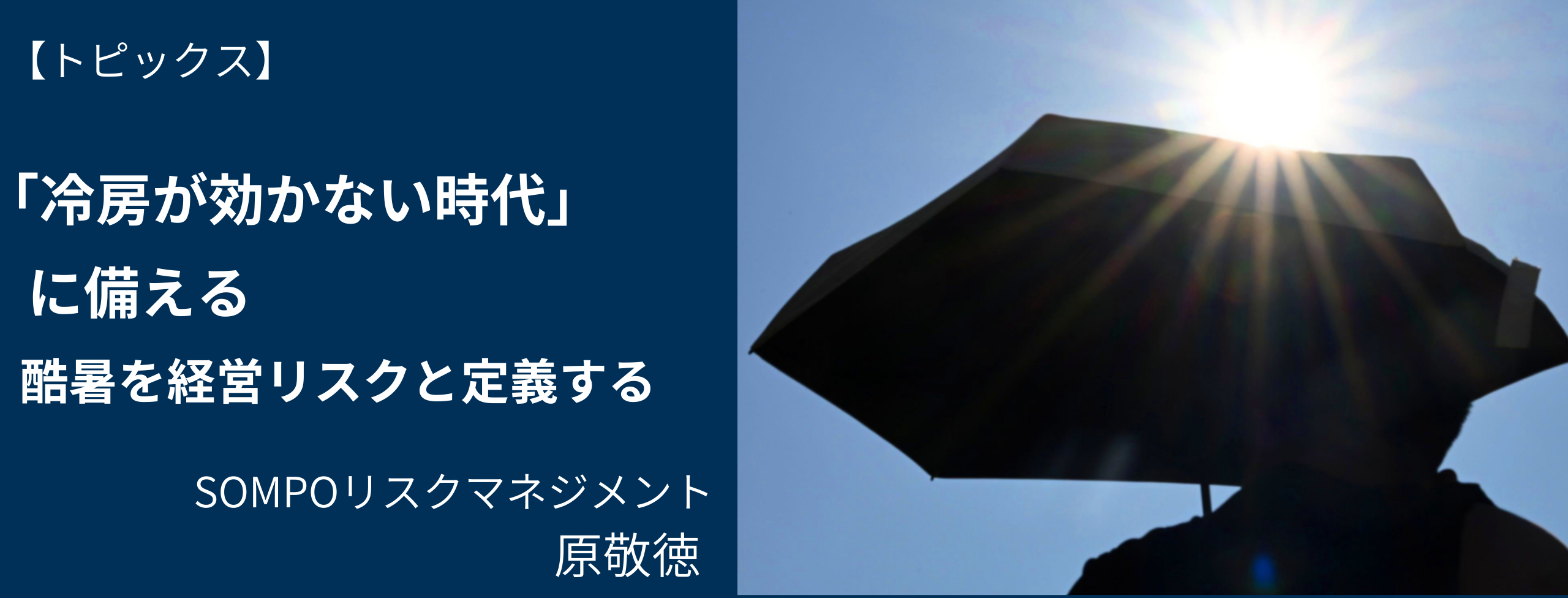 「冷房が効かない時代」に備えるSOMPOリスクマネジメント・原敬徳