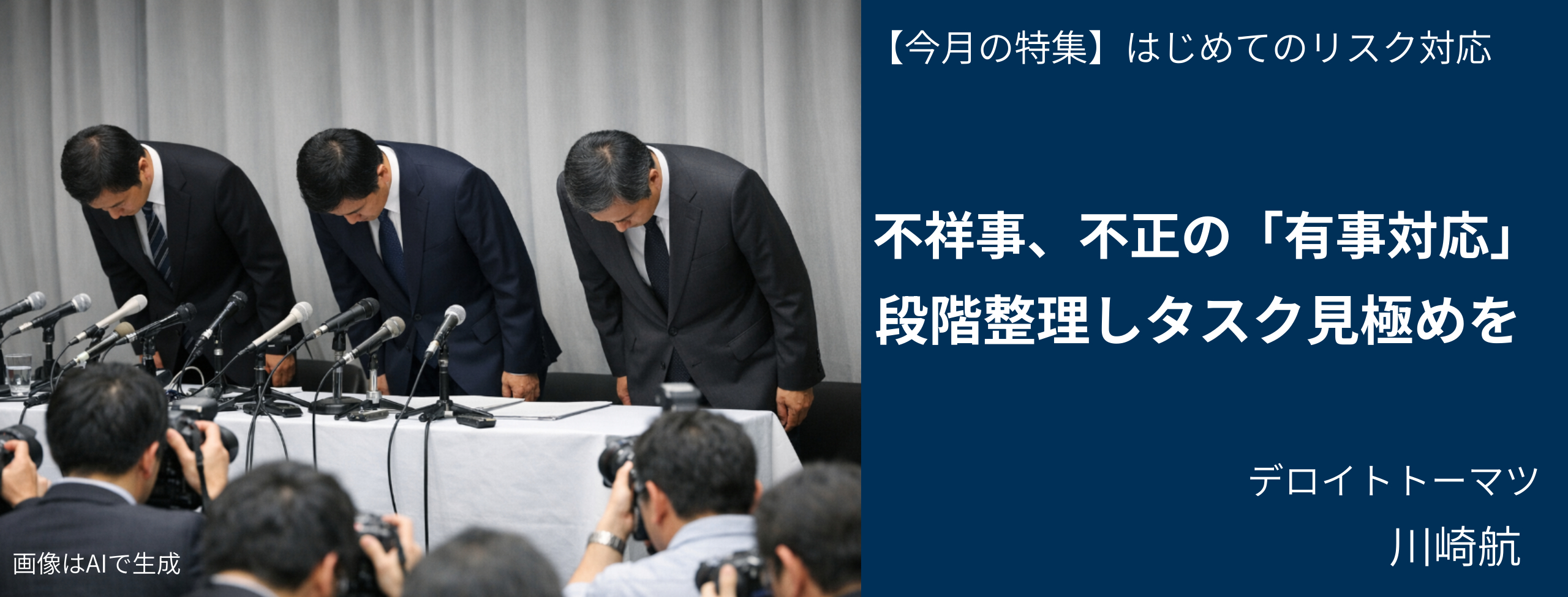 初めての有事対応、段階整理しタスク見極めを デロイトトーマツ 川崎航 日経リスクインサイト